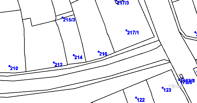 Parcela st. 216 v KÚ Malešovice, Katastrální mapa