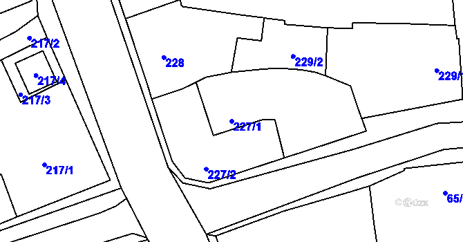 Parcela st. 227/1 v KÚ Malešovice, Katastrální mapa