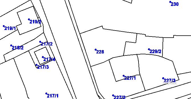 Parcela st. 228 v KÚ Malešovice, Katastrální mapa