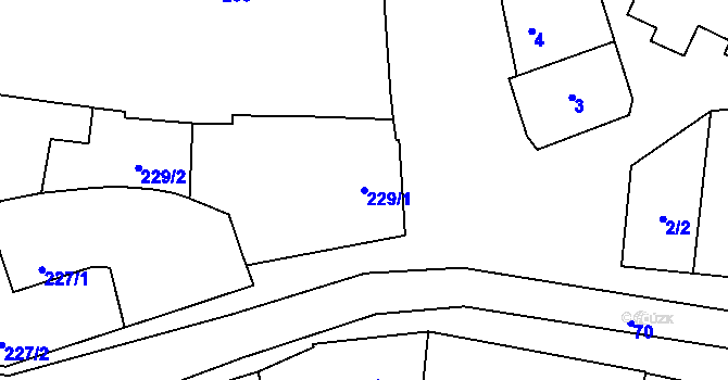 Parcela st. 229/1 v KÚ Malešovice, Katastrální mapa