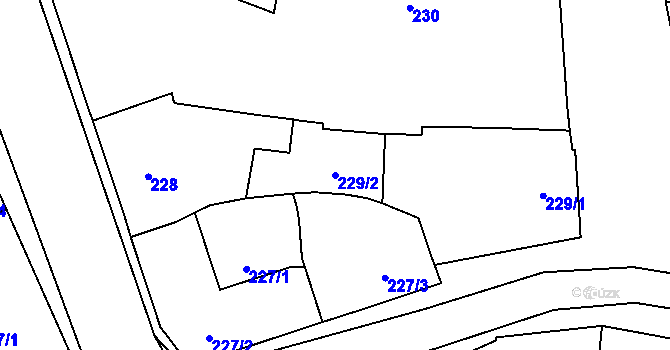 Parcela st. 229/2 v KÚ Malešovice, Katastrální mapa