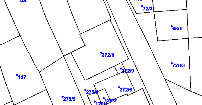 Parcela st. 272/1 v KÚ Malešovice, Katastrální mapa