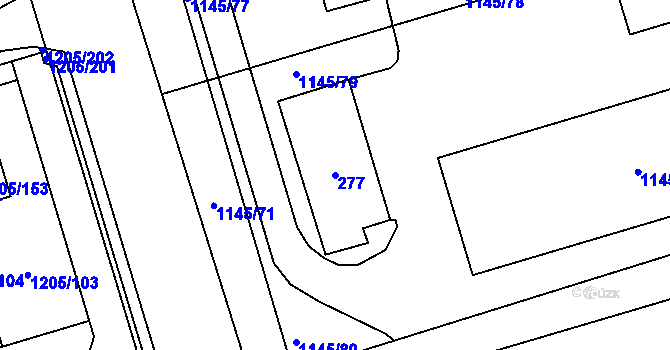 Parcela st. 277 v KÚ Malešovice, Katastrální mapa