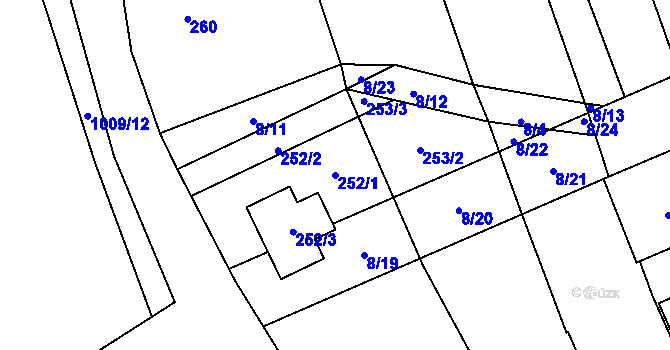 Parcela st. 252/1 v KÚ Malešovice, Katastrální mapa