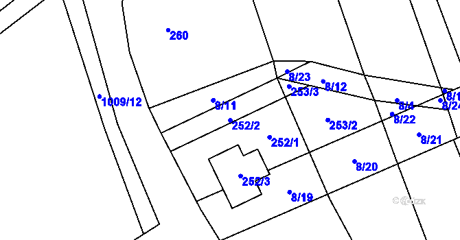 Parcela st. 252/2 v KÚ Malešovice, Katastrální mapa