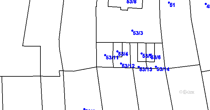 Parcela st. 53/11 v KÚ Malešovice, Katastrální mapa