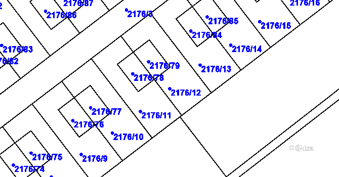 Parcela st. 2176/12 v KÚ Malešovice, Katastrální mapa