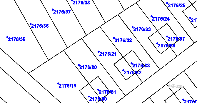 Parcela st. 2176/21 v KÚ Malešovice, Katastrální mapa