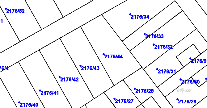 Parcela st. 2176/44 v KÚ Malešovice, Katastrální mapa