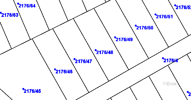 Parcela st. 2176/48 v KÚ Malešovice, Katastrální mapa