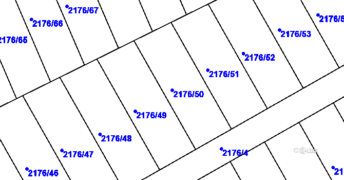 Parcela st. 2176/50 v KÚ Malešovice, Katastrální mapa