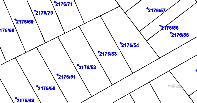 Parcela st. 2176/53 v KÚ Malešovice, Katastrální mapa