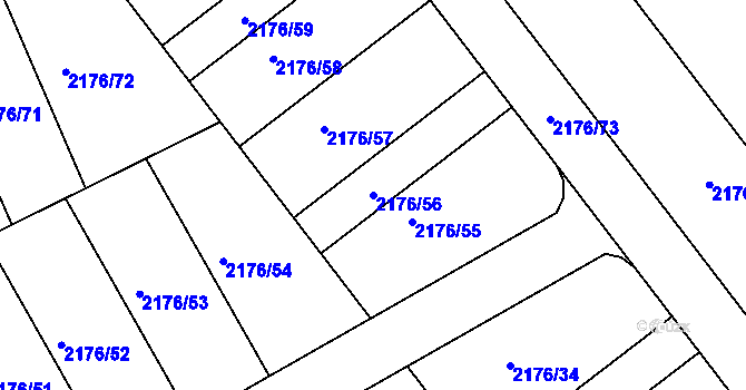 Parcela st. 2176/56 v KÚ Malešovice, Katastrální mapa