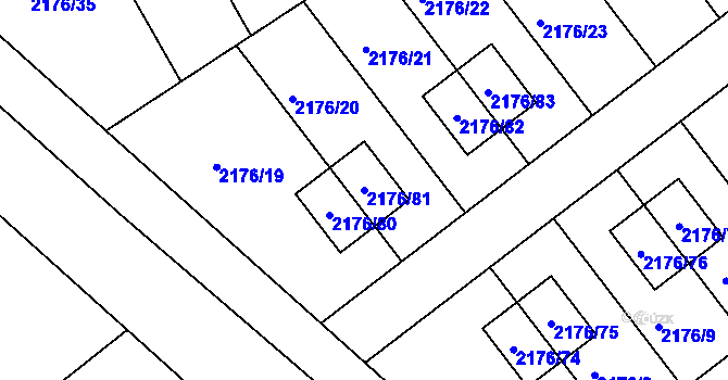 Parcela st. 2176/81 v KÚ Malešovice, Katastrální mapa