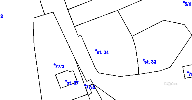 Parcela st. 34 v KÚ Javoří u Maletína, Katastrální mapa