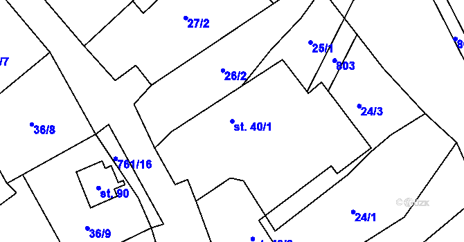 Parcela st. 40/1 v KÚ Javoří u Maletína, Katastrální mapa