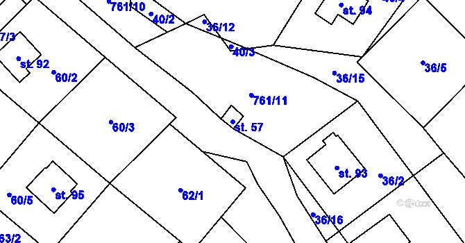 Parcela st. 57 v KÚ Javoří u Maletína, Katastrální mapa