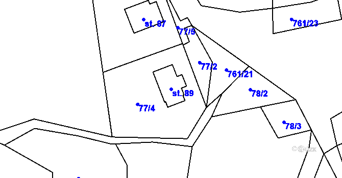 Parcela st. 89 v KÚ Javoří u Maletína, Katastrální mapa