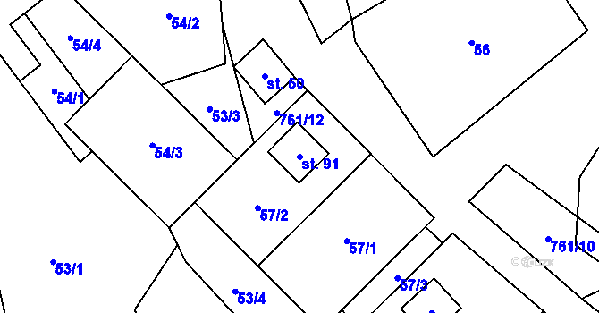 Parcela st. 91 v KÚ Javoří u Maletína, Katastrální mapa