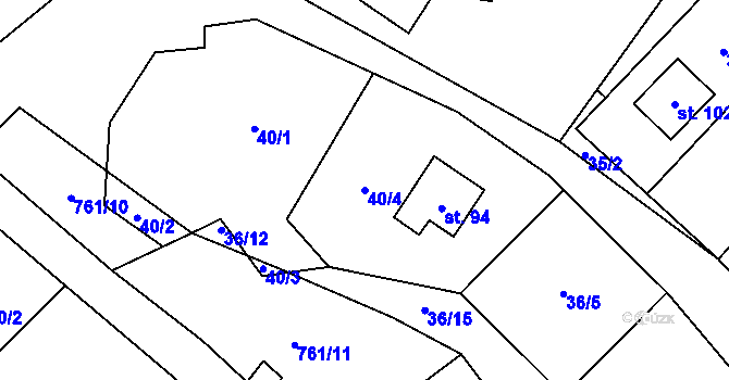 Parcela st. 40/4 v KÚ Javoří u Maletína, Katastrální mapa