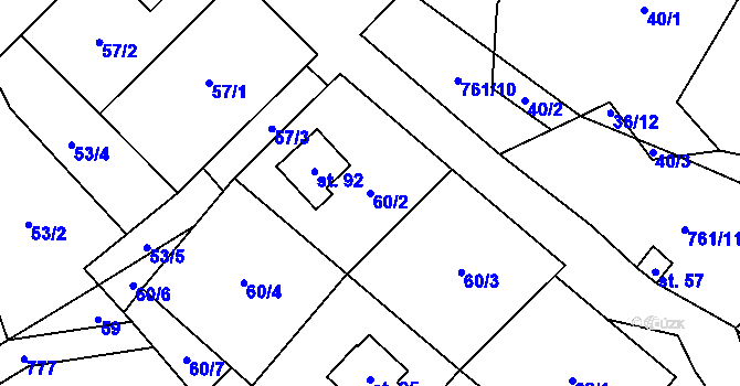 Parcela st. 60/2 v KÚ Javoří u Maletína, Katastrální mapa