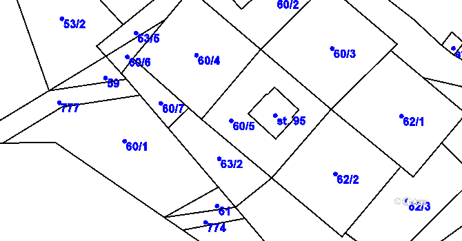 Parcela st. 60/5 v KÚ Javoří u Maletína, Katastrální mapa