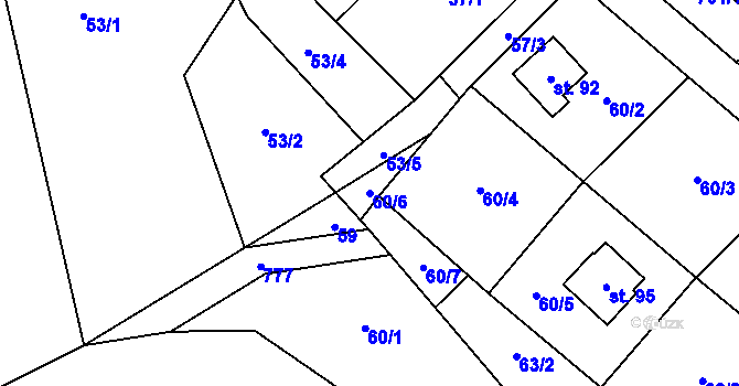Parcela st. 60/6 v KÚ Javoří u Maletína, Katastrální mapa