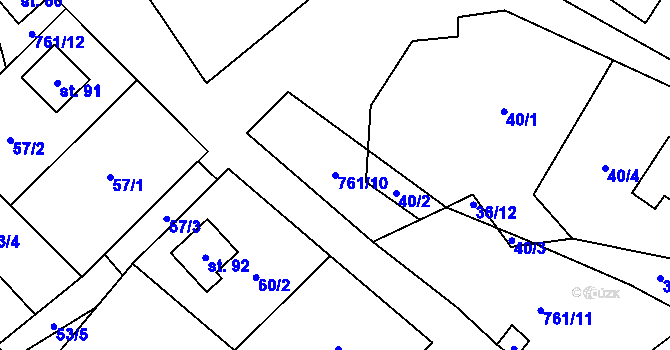 Parcela st. 761/10 v KÚ Javoří u Maletína, Katastrální mapa