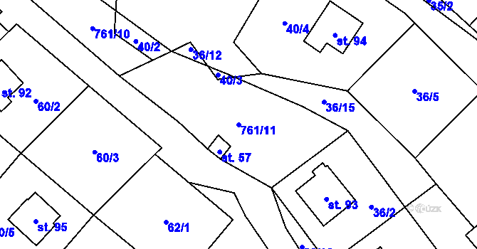 Parcela st. 761/11 v KÚ Javoří u Maletína, Katastrální mapa