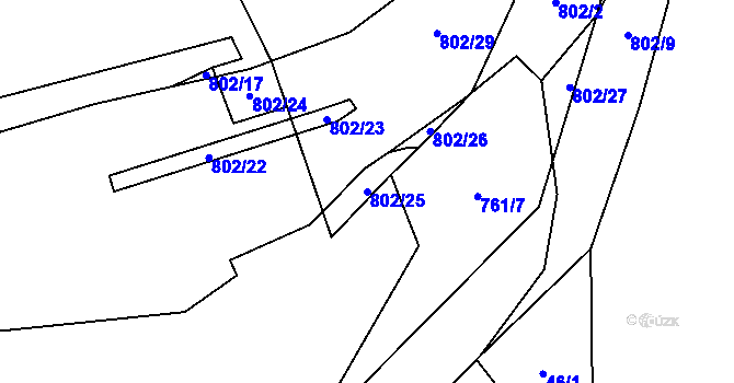 Parcela st. 802/25 v KÚ Javoří u Maletína, Katastrální mapa