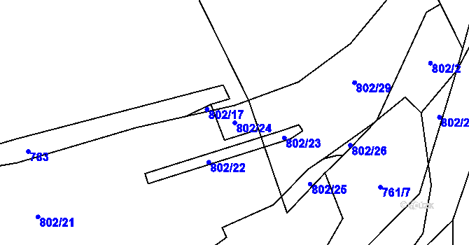 Parcela st. 802/24 v KÚ Javoří u Maletína, Katastrální mapa