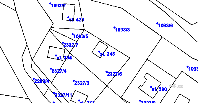 Parcela st. 345 v KÚ Starý Maletín, Katastrální mapa