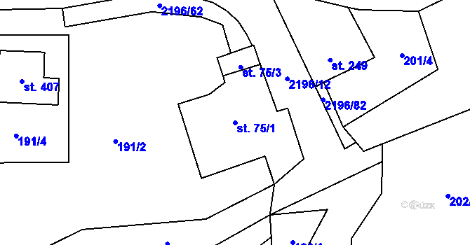 Parcela st. 75/1 v KÚ Starý Maletín, Katastrální mapa