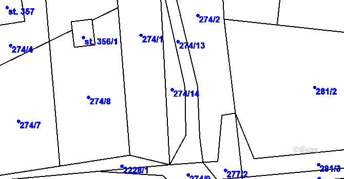 Parcela st. 274/14 v KÚ Starý Maletín, Katastrální mapa