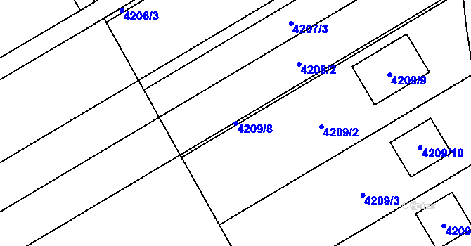 Parcela st. 4209/8 v KÚ Malhostovice, Katastrální mapa