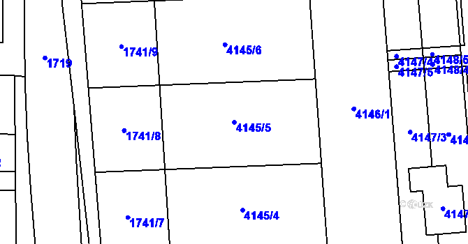 Parcela st. 4145/5 v KÚ Malhostovice, Katastrální mapa