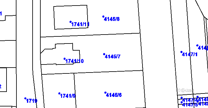 Parcela st. 4145/7 v KÚ Malhostovice, Katastrální mapa