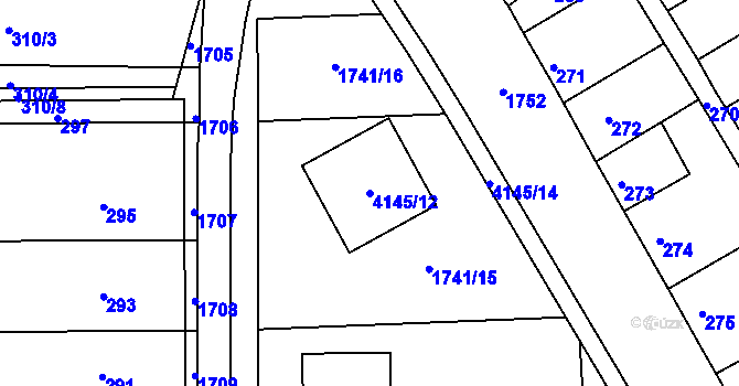 Parcela st. 4145/12 v KÚ Malhostovice, Katastrální mapa