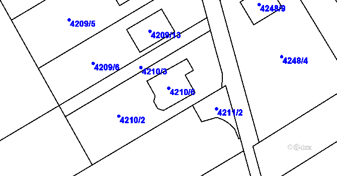 Parcela st. 4210/6 v KÚ Malhostovice, Katastrální mapa