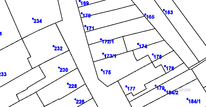 Parcela st. 173/1 v KÚ Malhostovice, Katastrální mapa