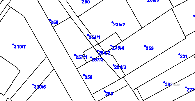 Parcela st. 254/2 v KÚ Malhostovice, Katastrální mapa