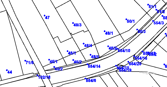 Parcela st. 48/4 v KÚ Malhostovice, Katastrální mapa