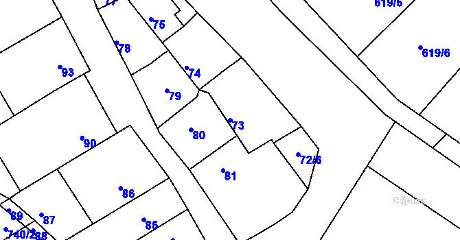 Parcela st. 73 v KÚ Malhostovice, Katastrální mapa