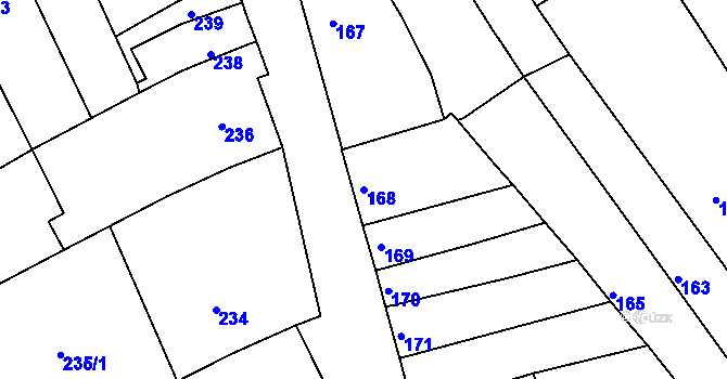 Parcela st. 168 v KÚ Malhostovice, Katastrální mapa