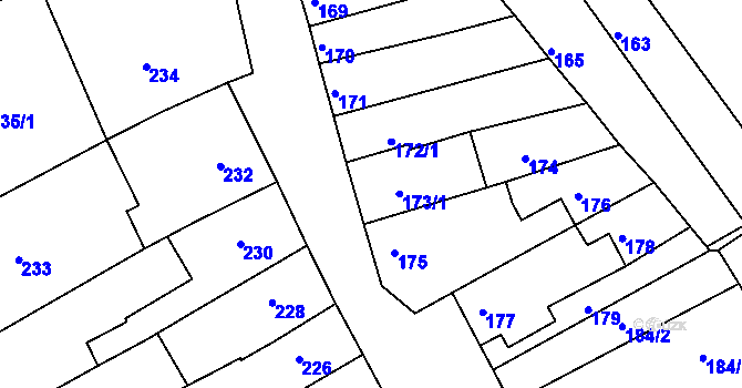 Parcela st. 173 v KÚ Malhostovice, Katastrální mapa