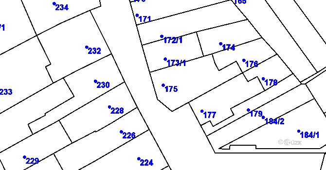 Parcela st. 175 v KÚ Malhostovice, Katastrální mapa