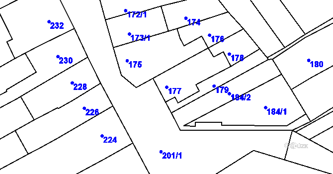Parcela st. 177 v KÚ Malhostovice, Katastrální mapa