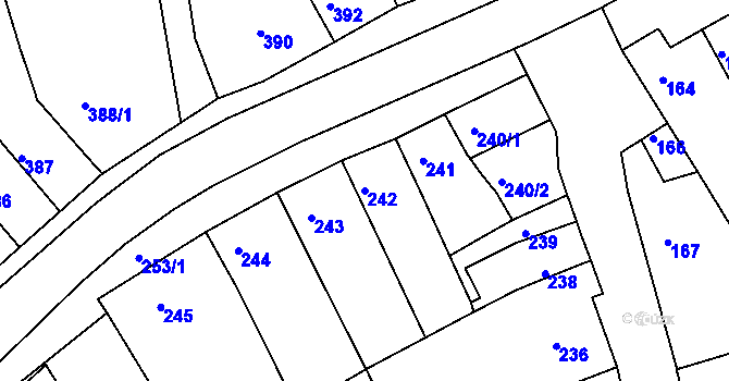 Parcela st. 242 v KÚ Malhostovice, Katastrální mapa