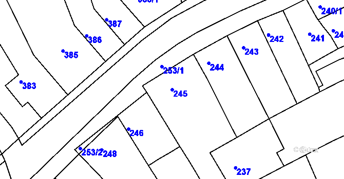 Parcela st. 245 v KÚ Malhostovice, Katastrální mapa