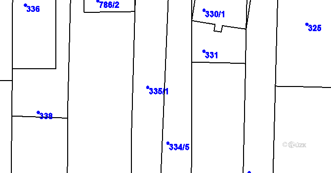 Parcela st. 334/1 v KÚ Malhostovice, Katastrální mapa